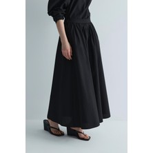 Suud Collection Siyah Lara Kloş Etek