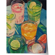 Çerçevesiz Poster, Limonlu Yeşil Kokteyl Içecek Tasarımı, Mutfak Dekoru Poster No: 113298