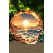 Gün Batımı Deniz Manzaralı Uv Baskı Mdf Duvar Süsü – 33X33 cm & 20X20 cm DT137