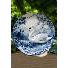 Zarif Kuğu ve Şelale Manzaralı Uv Baskı Mdf Duvar Süsü – 33X33 cm & 20X20 cm DT157