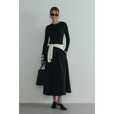 Siyah Harper Kontrast Elbise