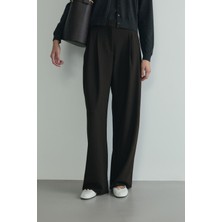 Suud Collection Acı Kahve Lina Pileli Pantolon