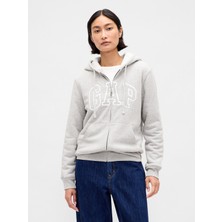 Gap Kadın Açık Gri Gap Logo Fermuarlı Sweatshirt