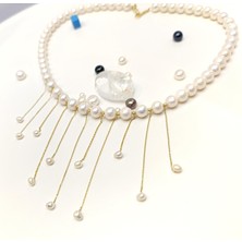 Püsküllü Dorika Toplu Gerçek Incili Gerdanlık Kolye 14 Ayar Altın Hd Videolu