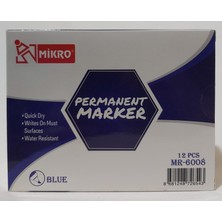 12 Adet Mikro MR-6008 Mavi Permanent Marker