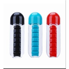 Mucit Home  Kutulu Matara Suluk 600ML 7 Günlük Hap Kutusu Organizer Spor Sızdırmaz Su Şişesi