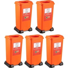 Omnipazar SY-4398 Sıfır Atık Pil Geri Dönüşüm Çöp Kutusu 70 Lt Turuncu 5 Adet