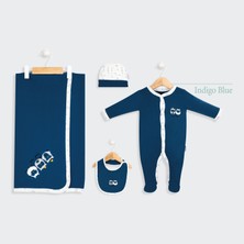 Erkek Bebek Baykuş Detaylı 4'lü Tulum Seti