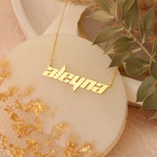 Nox Jewelry 925 Ayar Gümüş Altın Kaplama Modern Yazı Tipli Kişiye Özel İsim Kolye - CN00115