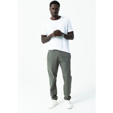 Erkek %100 Pamuklu Regular Fit Chino Pantolon Koyu Yeşil - 4200