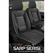 Kia Concord 1987–1995 Sarp Serisi Oto Koltuk Kılıfı 5’li Set – Airbag & Kolçak Uyumlu, 3 Katman, Deri+Lakost Siyah Beyaz