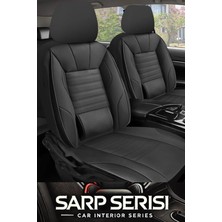 Kia Rio 2012-2015 Sarp Serisi Oto Koltuk Kılıfı 5’li Set – Airbag & Kolçak Uyumlu, 3 Katman, Deri+Lakost Siyah