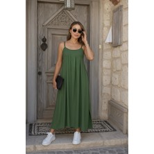 Ag Shoppings Kadın Ip Askılı V Yakalı Asimetrik Detaylı Aerobin Elbise