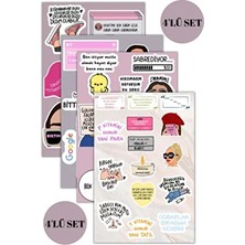 Sanatıbedi 4'lü Motto Temalı Sticker Seti Laptop Tablet Telefon Ajanda Renkli Çıkartmalar