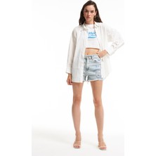 Quzu Oversize Gömlek Ekru