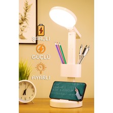 Şarjlı LED Masa Lambası Kalemlik Telefon Standlı Renk Ayarlı Dokunmatik Dimmer S9
