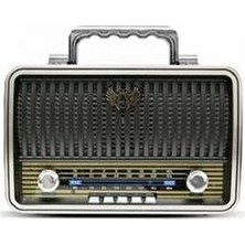 ( 1909 Siyah) Md 1909 Bt Usb/sd/mp3/bluetooth Şarjlı Nostaljik Radyo