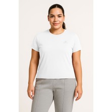 Tommy Life Beyaz Baskılı O Yaka Rahat Form Battal Büyük Beden Kadın T-Shirt - 97308