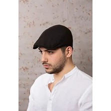 Syt Erkekler İçin Siyah Kanvas Keten Yazlık Kasket Lastikli Konforlu ve Şık Tasarım