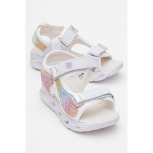 Mnpc Kız Çocuk Beyaz Işıklı Anatomik Hafif Günlük Sandalet