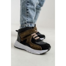 Mnpc Erkek Çocuk Siyah-Haki Hakiki Deri Suya Dayanıklı Anatomik Günlük Bot