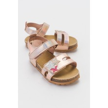 Mnpc Kız Çocuk Pudra Hakiki Deri Günlük Çocuk Sandalet