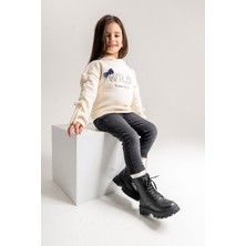 Mnpc Kız Çocuk Siyah Hakiki Deri Suya Dayanıklı Postal