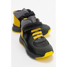 Mnpc Erkek Çocuk Gri-Sarı Hakiki Deri Suya Dayanıklı Anatomik Günlük Bot