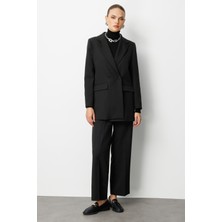 Mizalle Oversize Siyah Kruvaze Blazer Ceket