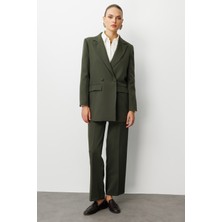 Mizalle Oversize Haki Kruvaze Blazer Ceket