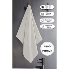 Bej Banyo Havlusu Tekli Dora 90X150 cm Yüksek Emici