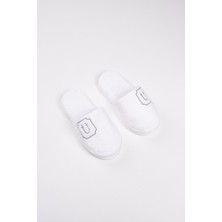 Ender Home Ü Harf Nakışlı Banyo Ve Ev Havlu Terliği – %100 Pamuk Kaymaz Kalın Taban