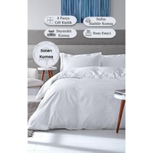 Beyaz Otel Tipi Pamuk Saten Çift Kişilik Nevresim Takımı