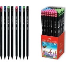Faber-Castell Faber Naturel 8 Adet Siyah Silgili Yuvarlak Kurşun Kalem Ölçüler ile Kullanıma Uygun