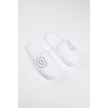 Ender Home Q Harf Nakışlı Banyo Ve Ev Havlu Terliği – %100 Pamuk Kaymaz Kalın Taban