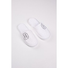 Ender Home H Harf Nakışlı Banyo Ve Ev Havlu Terliği – %100 Pamuk Kaymaz Kalın Taban