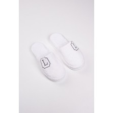 Ender Home L Harf Nakışlı Banyo Ve Ev Havlu Terliği – %100 Pamuk Kaymaz Kalın Taban