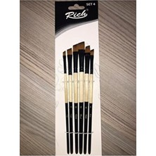 Rich Set-4 Yan Kesik Fırça Seti 6'lı Siyah Renkli Özel Tasarım Fırçalar