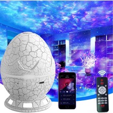 Çatlak Dinozor Yumurtası Tasarımlı Projektörlü Gece Lambası Bluetooth Özellikli