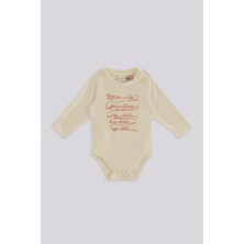 Layette Bg Store Kız Bebek Ekru Body %95 Pamuk %5 Elastan Baskılı Model ile Rahat Kullanım