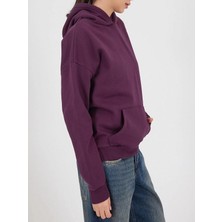 Mor Kapüşonlu Sweatshirt