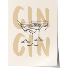 Çerçevesiz Poster, Cin Cin Tipografi Illüstrasyonu, Mutfak Dekoru Poster No: 113570