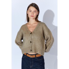 Kadın Vizon V Yaka Basic Hırka