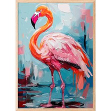 Ahşap Çerçeveli Tablo, Pembe Flamingo – Tropik Dekor, Çocuk Odası Dekoru Poster No: 112707