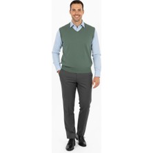 Oppland Erkek Baba Süveteri V Yakalı Ince Yün Dokuma