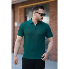 Erkek Fermuarlı Yakalı Kısa Kollu Tshirt