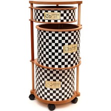 Dekorasyaa 3 Katlı Yuvarlak Patates Soğan Sarımsaklık - Ahşap - Damadesenli