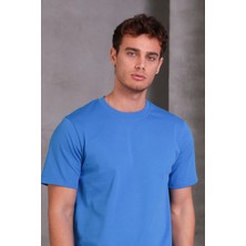 Erkek Relax Fit Bisiklet Yaka %100 Pamuk Rahat Kesim Basic Tişört