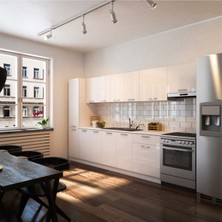 Tanyeli Hazır Mutfak Dolabı Kiler Dahil 320 Cm–parlak Beyaz - Tezgah Dahil