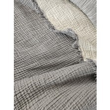 Mia Mina Home & Baby 4 Kat Müslin %100 Pamuk Tek Kişilik Gri - Ekru 175 x 240 cm Saçaklı Yatak Örtüsü - Pike
